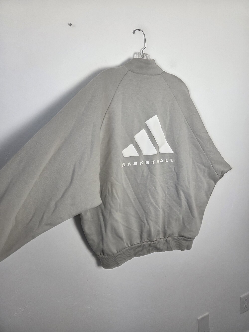 Men's Adidas Basketball Jacket Gray Two Zipper Oversized Baggy Sporty Athletic M